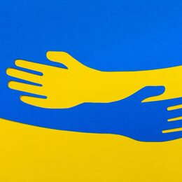 Ukraine Flagge Hände