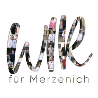 Logo "Wir für Merzenich" Schriftzug Ich kaufe in Merzenich #supportyourlocals